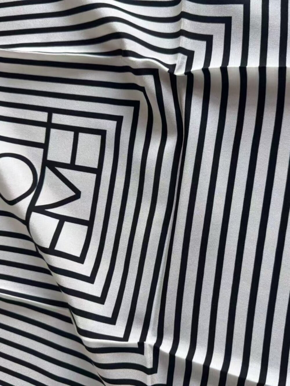 Toteme Monogram Stripe Silk Square Scarf Black White - Picture 4 of 9